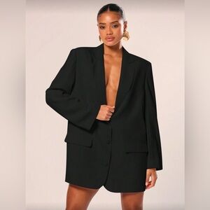 NWT Tailored Oversized Blazer Dress Notched Lapel Single Breasted